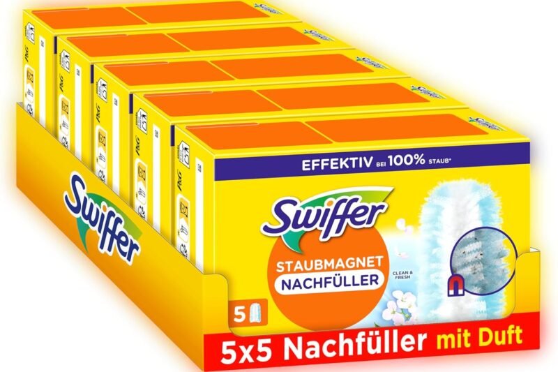 Swiffer Dust Magnet Refill Pack, 25 Wipes (5 x 5) with Febreze Fragrance, Catches and Locks 3 Times More Dust and Hair Than Conventional Duster