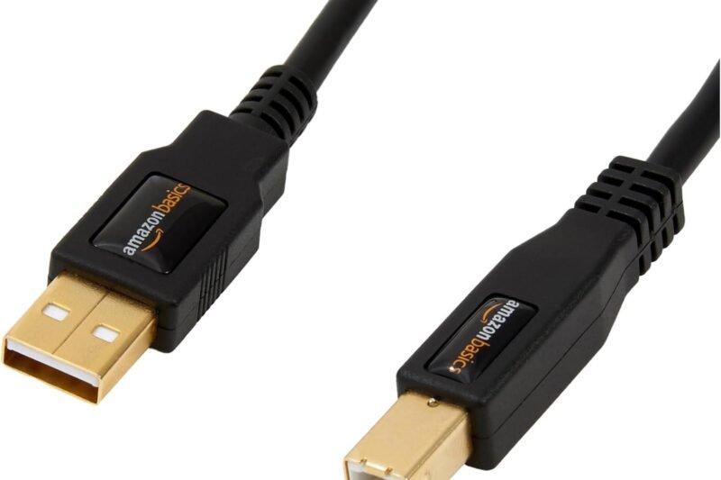 AmazonBasics PC045 USB 2.0 Printer Cable USB-A Male to USB-B Male for Personal Computer, 4.8 m, Black